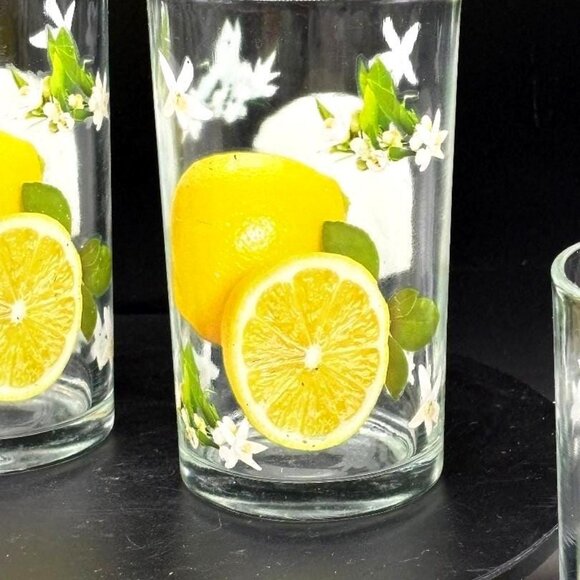 Vintage 1960's Imperial Glass Lemonade Juice Citrus Glasses Set of 4 - Picture 5 of 8